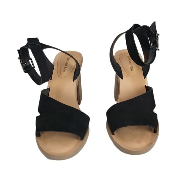 Gianni bini "Marilane" Black Suede Leather Asymmetrical Sandal Shoe Size 9.5 - Picture 5 of 11